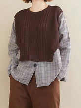 Women Stitching Plaid Long Sleeve Shirt